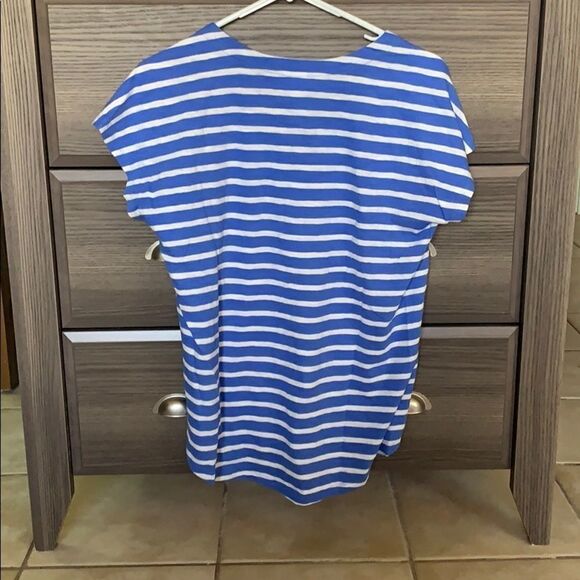 Blue & white stripe button-up top - Picture 7 of 9